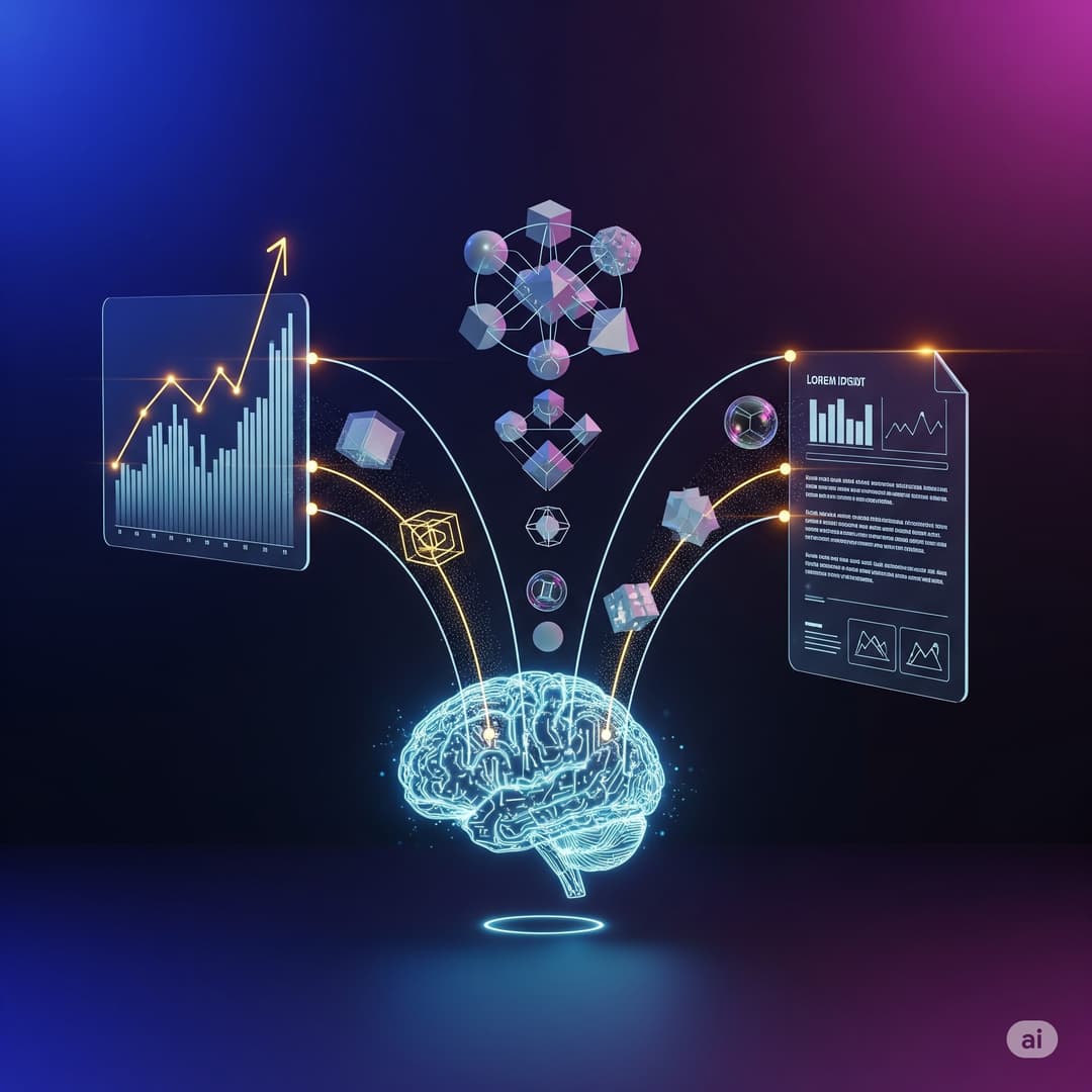 AI visualizing market trends, ad optimization, and content generation